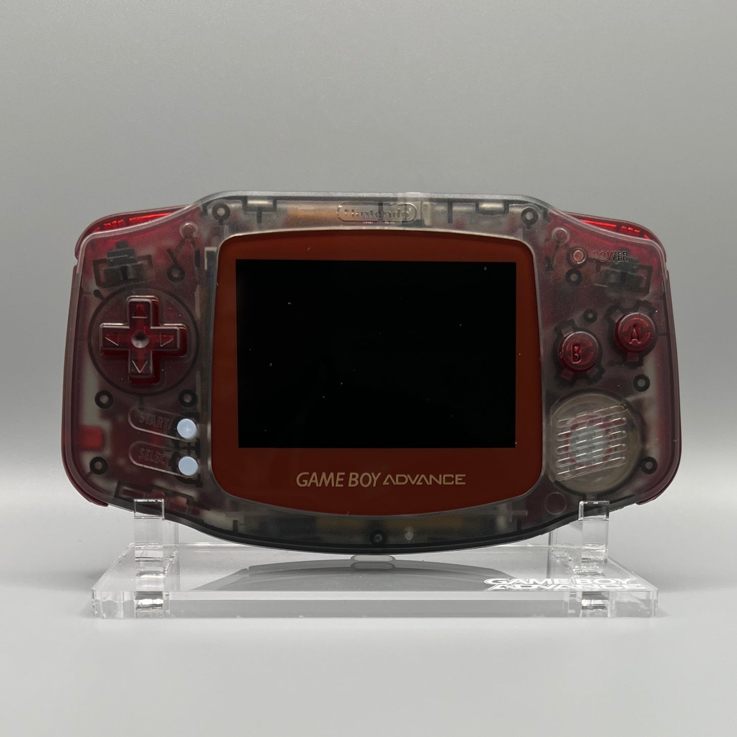 Upgraded Motherboard Clear Black / Clear Red LED Game Boy Advance Console with USB-C Rechargeable Battery Pack